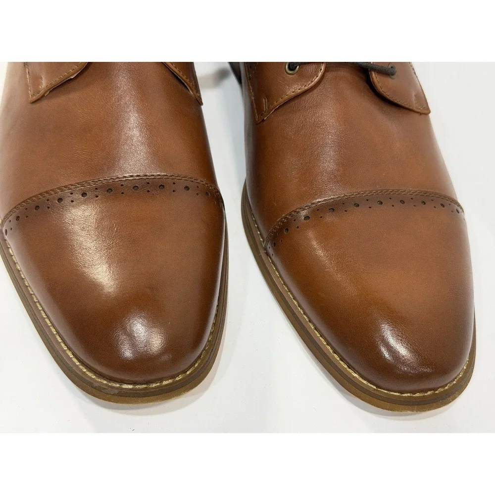Ashford Hayes Cross Men's Cap-Toe Dress Boots Cognac Brown Size 15 M Side Zip